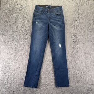 Democracy Ab Solution Jeans Womens 4 Blue Cotton Denim Straight Ripped Stretch